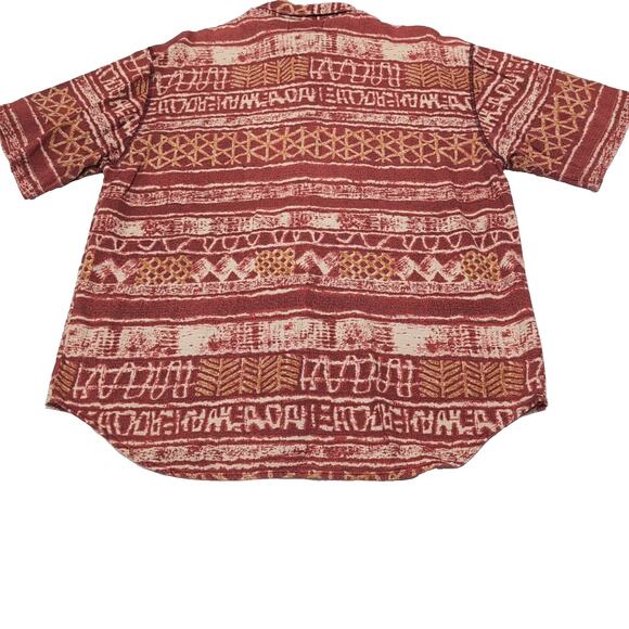 VTG The Territory Ahead Camp Shirt Mens XL hi Rust Tan Geometric Print Button Up - Picture 5 of 14